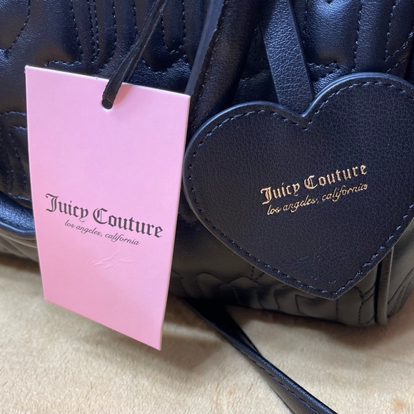 JUICY COUTURE Bag Bestsellers Fame Satchel w/ Crossbody Strap, Black Quilted NWT - Picture 5 of 5